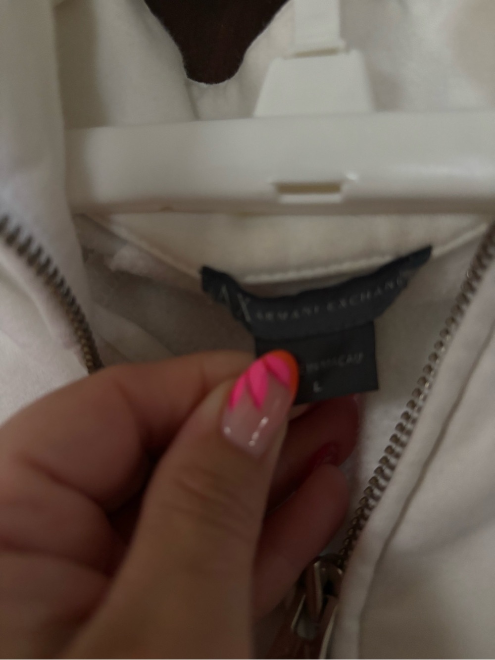 Armani Exchange White Zip Hoodie with Black Label - Picture 5 of 5